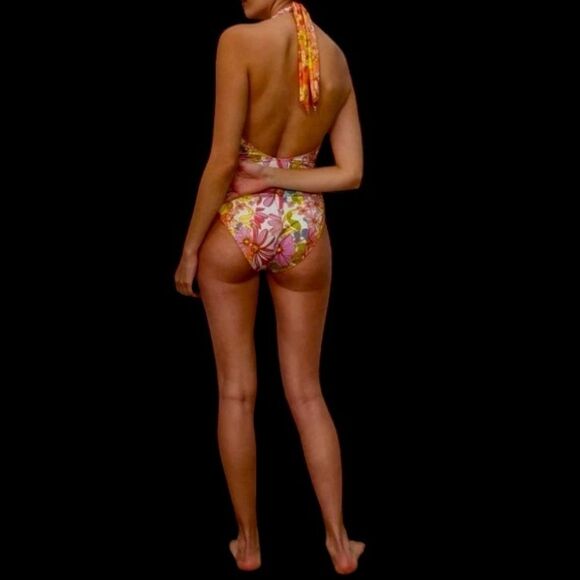 Sanctuary swimwear Reversible floral print One Piece Halter Swimsuit NWT size XS - Picture 2 of 16